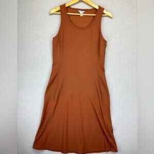 Athleta Rust Sleeveless Ribbed Hybrid Midi Dress Womens Med Casual Activewear